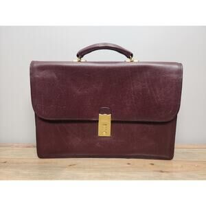 Schlesinger Brown Leather Briefcase With Working Combination Lock Vintage